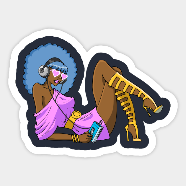 FUNKY RETRO GIRL Sticker by AnishaCreations